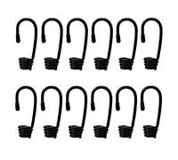 SyiXute 12 Pcs Black Shock Cord Hook 10 X 8 mm,Plastic-Coated Bungee Shock Cord Hook,Spiral Bungee Rope End Rope Hook for Elastic Rope Strapping Tape