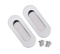 SyiXute 2 Pack Flush Pulls for Sliding Doors,Stainless Steel Ellipse Recessed Closet Door Pulls,Sliding Door Pull Handles with Hidden Screws for Drawer Cupboard Wardrob