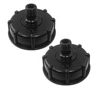 SyiXute 2 Pcs IBC Tank Adapter,3/4" Course Threaded Storage Tank Cover,IBC Connector for S60X6 to 4 Water Storage Tank Tap,Black
