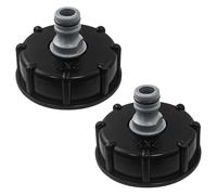 SyiXute 2 Pcs IBC Tank Adapter,IBC Tank Valve for S60X6 to 4 Water Storage Tank Tap,1/2" Course Threaded Storage Tank Cover Tap Water Butt Storage Tank Hose Fitting Parts,Black
