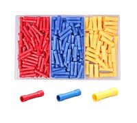 SyiXute 200 Pcs Crimp Butt Connectors,Insulated Straight Wire Terminal Connectors,Electrical Butt Crimp Connectors for Electrical udio Wiring Cables (Blue/Red/Yellow)