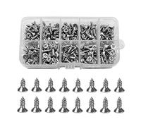 SyiXute 240 Pcs M4 Stainless Steel Self Tapping Screws,Flat Head Wood Srews DIY Woodworking Screws with Storage Box (120 Pcs M4 x 10 mm,120 Pcs M4 x 12 mm)
