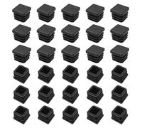 SyiXute 30 Pcs Square Plastic End Caps,20 mm x 20 mm,Black Tube Caps for Chairs Desks Tables Beds Furniture Foot Plug Steel Pipe Cover