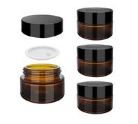 SyiXute 4 Pack 20ml Brown Glass Cosmetic Tinted Jars,Empty Amber Glass Jars,Refillable Cosmetic Face Cream Jar with Screw on Lids and White Liners for Creams,Lotions and Essential Oils