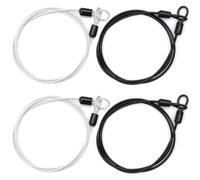 SyiXute 4 Pcs Bike Lock Cable 1m,Wire Lightweight Cable Lock,Double Loop Steel Lock,Portable Lock Cable Rope for Padlocks Scooter Bicycle Suitcase (Black,Silver)