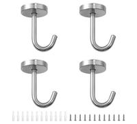 SyiXute 4 Pcs Ceiling Hooks Stainless Steel,Metal Plant Bracket with Screws for Hanging Planters,Bird Feeders,Lanterns,Wind Chimes,Outdoor Decoration