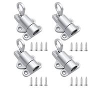 SyiXute 4 Pcs Door Spring Bolt,Aluminum Alloy Gate Latch Bounce Lock,Automatic Locking Door Latches,Door Locks with Screws for Shed Doors Gates and Outhouse Doors (Silver)