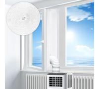 SyiXute 400cm Air Conditioner Window Seal,Air Exchange Guards With Zip and Hook Tape,Universal Window Seal Kit for Portable ACs and Tumble Dryers