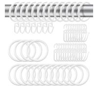 SyiXute 50 Pcs Metal Curtain Rings with Hooks,30 mm Inner Diameter for Curtain Poles,Shower Curtains Rods and Drapery