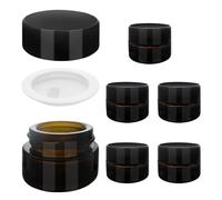 SyiXute 6 Pack 5ml Brown Glass Cosmetic Tinted Jars,Empty Amber Glass Jars,Refillable Cosmetic Face Cream Jar with Screw on Lids and White Liners for Creams,Lotions and Essential Oils