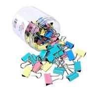 SyiXute 60 Pcs Colored Metal Binder Clips, 15mm, 4 Colours (Blue, Yellow, Pink, Green), Foldback Clips for Office School Home