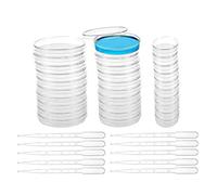 SyiXute 65+55+34 mm Petri Dish Set with Lids,30 Pcs Sterile Plastic Petri Dishes Comes with 10 Pcs 3ml Plastic Transfer Pipettes for Kids School Laboratory Science Fair Projects
