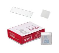 SyiXute Microscope Slides and Cover Slips,50 Pcs Slides with Ground Edge 76 x 25 mm and 100 Pcs Pre-Cleaned Cover Glasses 18 x 18 mm for Basic Biological Science Education