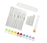 SYJHHWGS 16/32/37Pcs Stainless Steel Crochet Hook Set Including Big Eye Knitting Needle Locking Stiching Marker And Storage Case