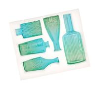 SYJHHWGS 5Pieces Glass Vases Set With Detailed Embossing For Stylish Home Accent Elegant Gradients Flower Buds Small Vases Holder