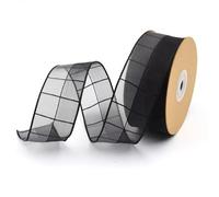 SYJYM 3.8cm Contrast Color Plaid Snow Yarn Belt Clothing Home Textile Production Material Ribbon Plus Wire spot 10m