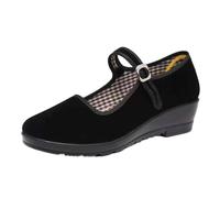 SYJYM Cloth Shoes for Women's Wedges Recreational Shoe Anti-Slip Work Black Cloth Women Dancing Mother