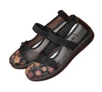 SYJYM Cloth Shoes Summer Women Plate Buttons Elements Soft-Soled Women's Leather Shoes Black