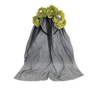 SYJYM Halloween Skull Rose Headband Bride Veils Ghost Bridal Mesh Dress Up Hair Accessories Party Day of the Dead Headband