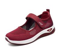 SYJYM Knit Women's Breathable Mesh Sneakers Lightweight Non Slip Walking Shoes Woman Spring Summer Comfortable Soft Sole Casual Red