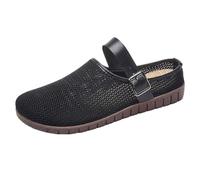 SYJYM Shoes for Women All-Match Retro Soft-Soled Sandals to wear as Outerwear Slippers Casual mesh Bread-Toe Half-Slippers Black