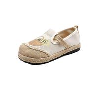 SYJYM Spring Casual Shoes Literary Women's Single Lazy Flat Heel Casual Shallow Mouth Cotton Linen Embroidered for Women