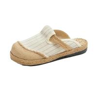 SYJYM Spring Casual Shoes Literary Women's Single Lazy Flat Heel Casual Shallow Mouth Cotton Linen Embroidered for Women
