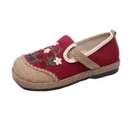 SYJYM Spring Casual Shoes Literary Women's Single Lazy Flat Heel Casual Shallow Mouth Cotton Linen Embroidered for Women