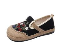 SYJYM Spring Casual Shoes Literary Women's Single Lazy Flat Heel Casual Shallow Mouth Cotton Linen Embroidered for Women