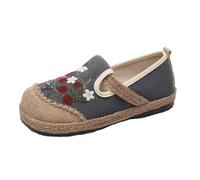 SYJYM Spring Casual Shoes Literary Women's Single Lazy Flat Heel Casual Shallow Mouth Cotton Linen Embroidered for Women