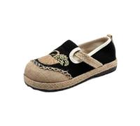 SYJYM Spring Casual Shoes Literary Women's Single Lazy Flat Heel Casual Shallow Mouth Cotton Linen Embroidered for Women