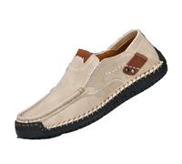 SYJYM Spring Handmade Men Shoes Casual Comfortable Slip On Loafers Walking Flats Moccasins Tooling Shoes Sneakers Beige