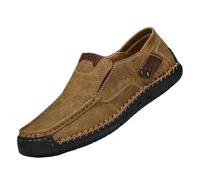 SYJYM Spring Handmade Men Shoes Casual Comfortable Slip On Loafers Walking Flats Moccasins Tooling Shoes Sneakers Brown