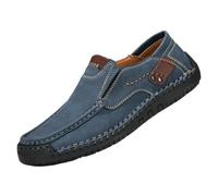 SYJYM Spring Handmade Men Shoes Casual Comfortable Slip On Loafers Walking Flats Moccasins Tooling Shoes Sneakers Blue