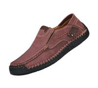 SYJYM Spring Handmade Men Shoes Casual Comfortable Slip On Loafers Walking Flats Moccasins Tooling Shoes Sneakers Red