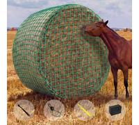 sykart 6x6 ft Round Bale Hay Net for Horses & Goats, 2” Holes Slow Feeder Hay Nets with Carrying Bag, Heavy-Duty Knot-Free Horse Hay Net with Repair Tool (Green)