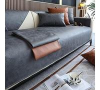 SYkbb Sofa Slipcovers Waterproof Sofa Cover Vintage Faux Pu Leather Sectional Couch Cover Non-Slip Sofa Slipcover Furniture Protector for Dogs, Children, Pets (Color : Grey, Size : 1pc/28"x35"/Recta
