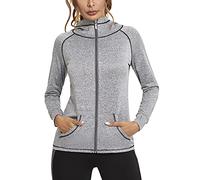 Sykooria Woman Plain Zip Up Hoodie Top Ladies Long Sleeve Sport Workout Runing Track Jackets Sweatshirt Coat Hoody Jacket with Pockets and Thumb Holes
