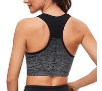 Sykooria Women's Sports Bra Mid Support Wirefree Racerback Workout Bra Removable Padding Yoga Gym Running Crop Top(Black,S)