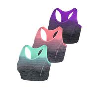 Sykooria Women's Sports Bra Mid Support Wirefree Racerback Workout Bra Removable Padding Yoga Gym Running Crop Top(3-Piece Set,S)