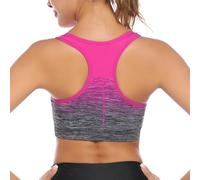 Sykooria Women's Sports Bra Mid Support Wirefree Racerback Workout Bra Removable Padding Yoga Gym Running Crop Top(Rose Red,M)
