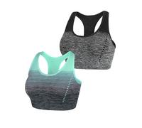 Sykooria Women's Sports Bra Mid Support Wirefree Racerback Workout Bra Removable Padding Yoga Gym Running Crop Top(Black+Green,S)
