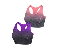 Sykooria Women's Sports Bra Mid Support Wirefree Racerback Workout Bra Removable Padding Yoga Gym Running Crop Top(Pink+Purple,XL)