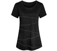 Sykooria Women's T-Shirt Damen Sportshirt Kurzarm Atmungsaktiv Schnell Trocken Yoga Shirt, A-Schwarz, S