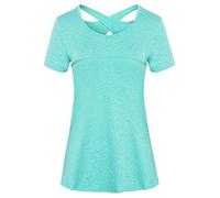 Sykooria Women's T-Shirt Damen Sportshirt Kurzarm Atmungsaktiv, Z-Grün, XXL