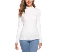 Sykooria Women's Turtleneck Jumpers Elegant Knitted Pullover Slim Fitted Long S