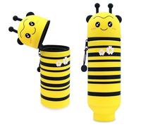 Sykrawki 2 in 1 Soft Silicone Pouch with Zip | Cute Kawaii Pencil Case | Pen Bag & Table Organiser for Colouring Pencils, Markers | School & Office, Little Bee, Beautiful