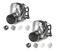 sykua 2 Pack Full Face Gas Mask, Gas Masks Survival Nuclear and Chemical with 40mm Activated Carbon Filter, Reusable Respirator Mask for Gases, Vapors, Dust, Chemicals