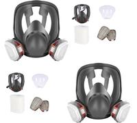sykua 2 Pack Full Face Gas Mask - Reusable Full Face Respirator Mask with Filters for Spray Painting, Chemical, Sanding, Building Work, and Fine Gas Dust