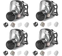 sykua 4 Pack Full Face Gas Mask, Gas Masks Survival Nuclear and Chemical with 40mm Activated Carbon Filter, Reusable Respirator Mask for Gases, Vapors, Dust, Chemicals